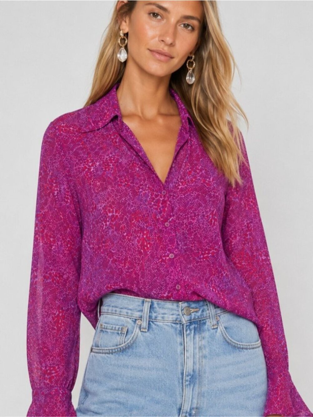 Vintage COMO Abstract Print Blouse
